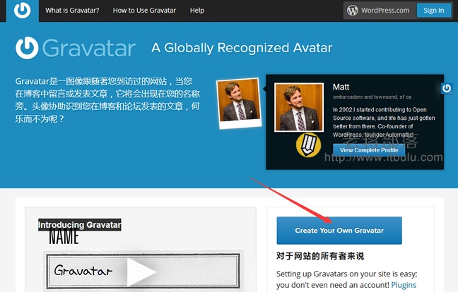 注册Gravatar账户设置头像