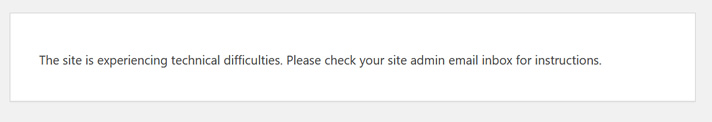 在线升级WordPress报错"The site is experiencing technical difficulties"