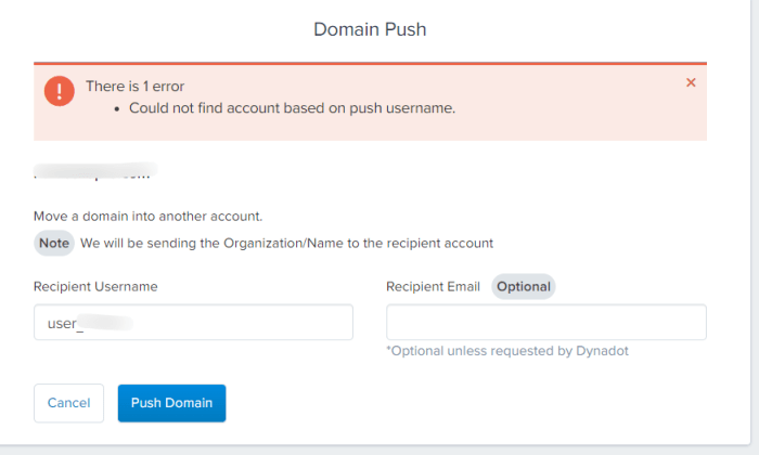 Dynadot域名PUSH过户从Forum Name更换成Username