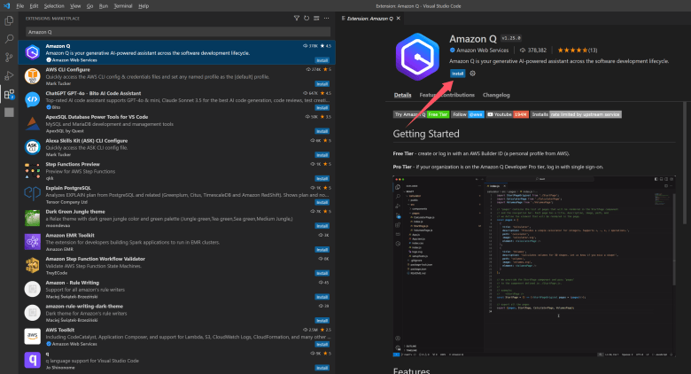 利用亚马逊云Amazon Q 绑定VS Code编辑器实现AI编程助手 - 第1张