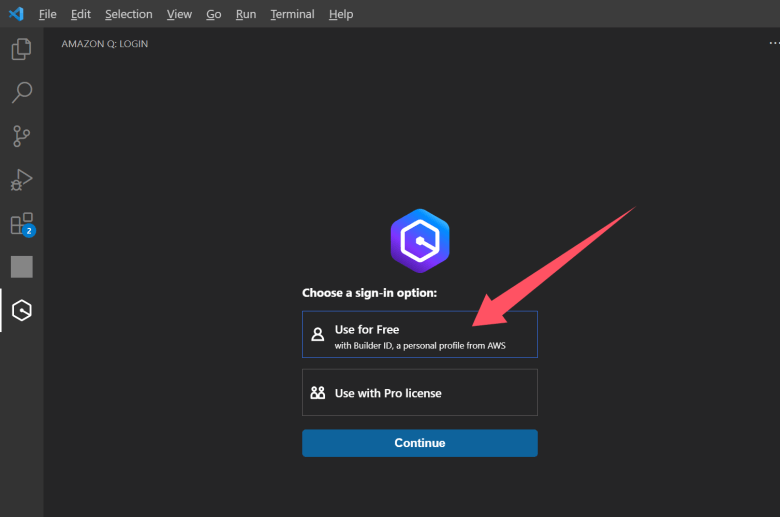 利用亚马逊云Amazon Q 绑定VS Code编辑器实现AI编程助手 - 第2张