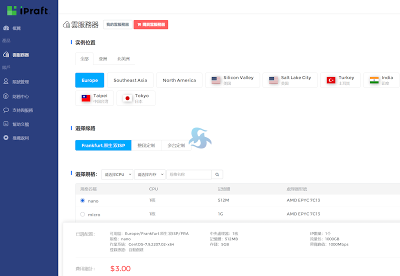 IPRaft 德国原生IP家宽VPS 双ISP IP 德国法兰克福 1000Mbps带宽