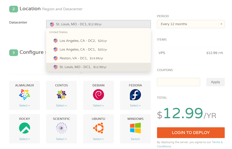 CloudCone 新增第三个美国机房（美国雷斯顿机房）年付低至12.99美元
