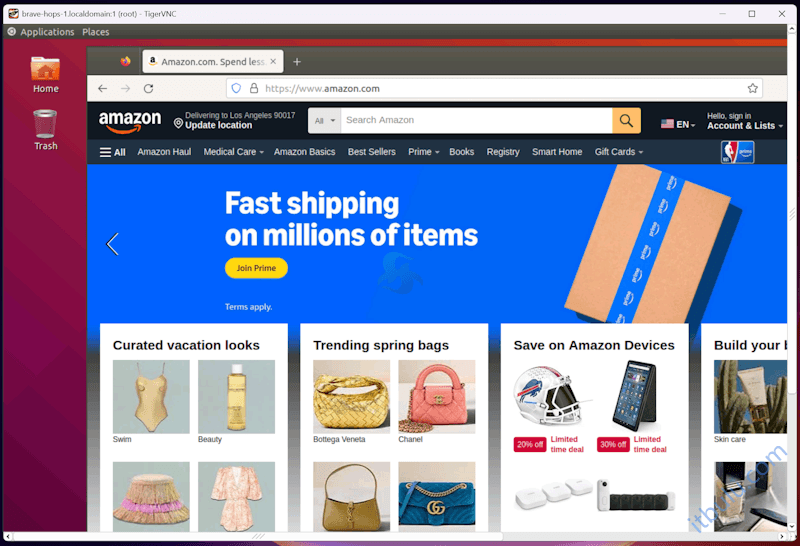 搬瓦工VPS搭建轻便可视化VNC界面演示过程 一样可以打开浏览器